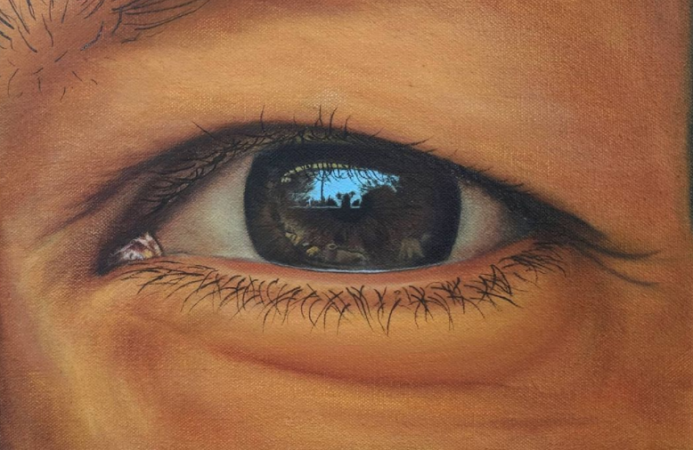 An image of a painting of an eye done by Ryan.